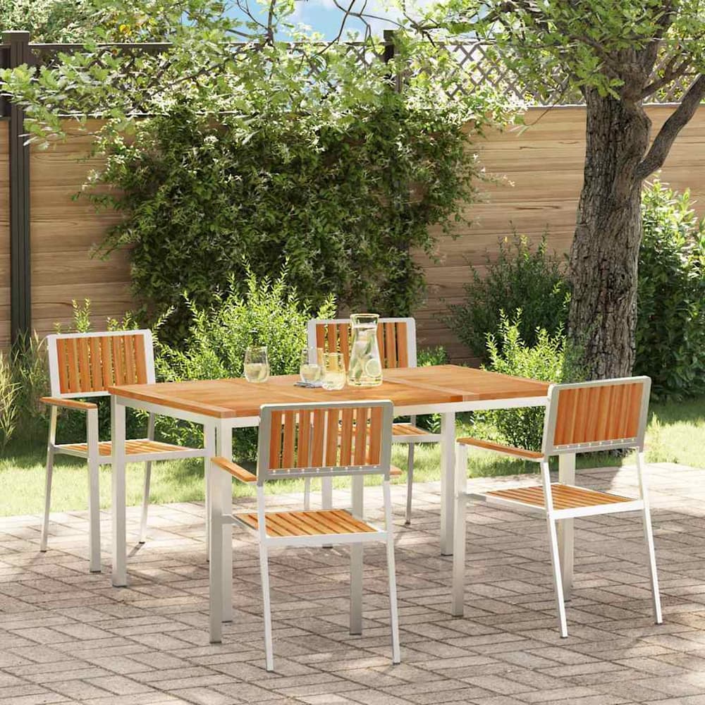Outdoor Dining Set 5 pcs 150 x 90 x 75 cm Solid teak wood 4 150 cm