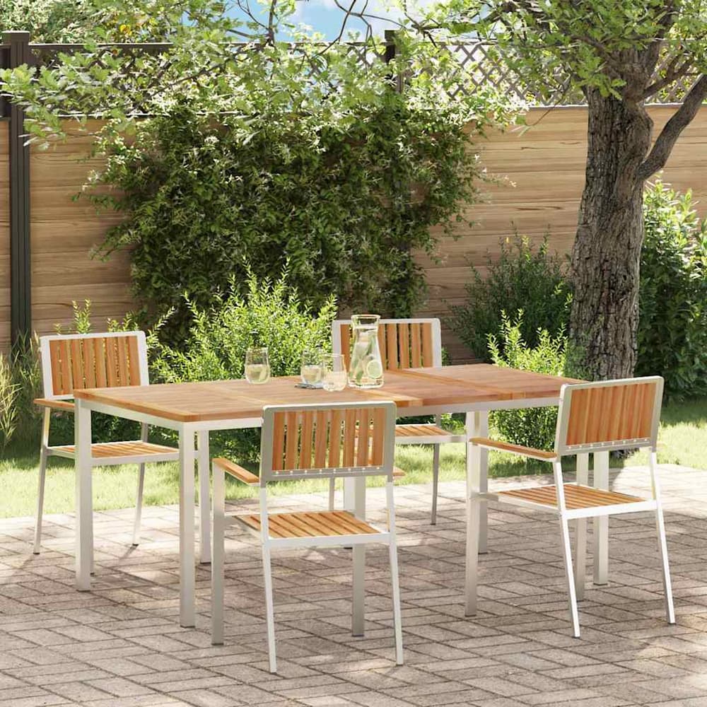 Outdoor Dining Set 5 pcs 150 x 90 x 75 cm Solid teak wood 4 180 cm