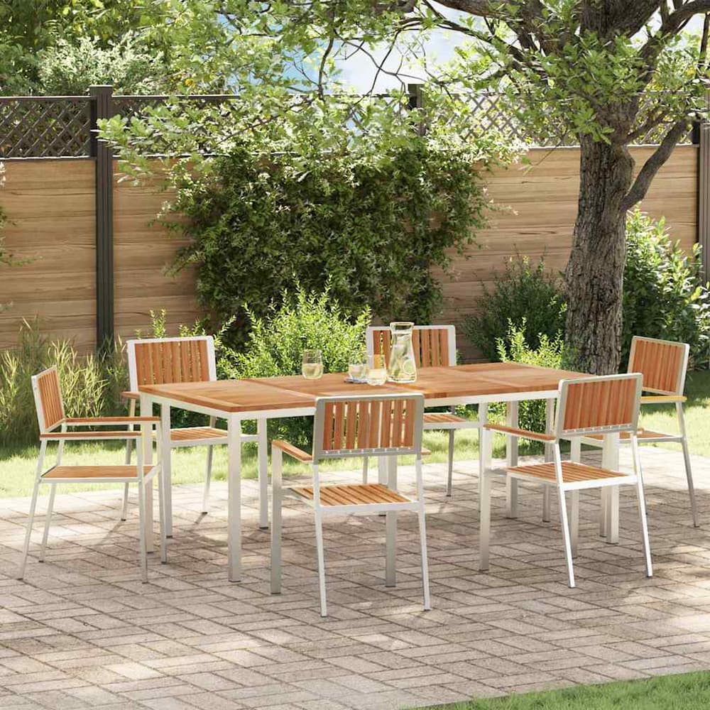 Outdoor Dining Set 5 pcs 150 x 90 x 75 cm Solid teak wood 6 200 cm