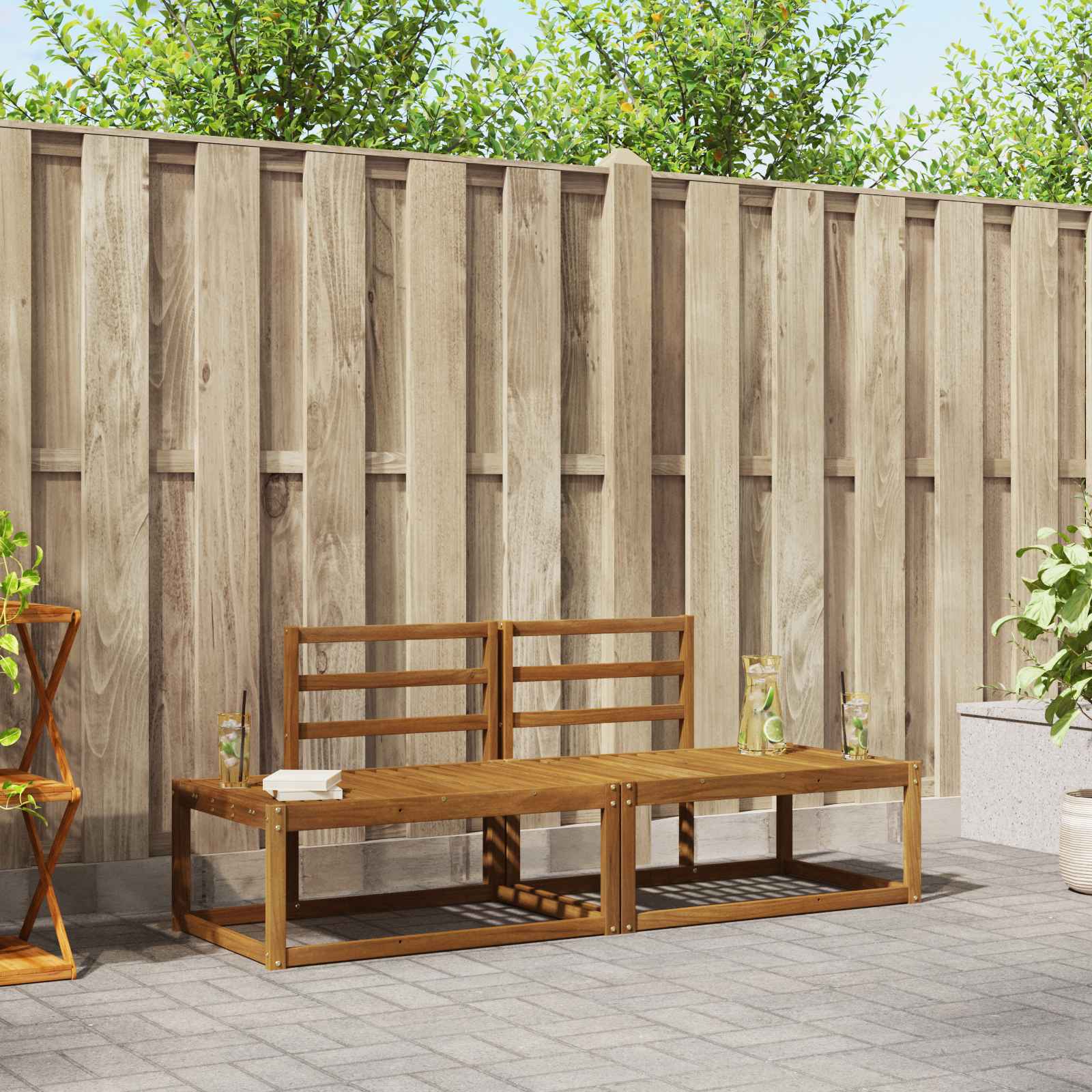 vidaXL Outdoor Sofa Set 2 pcs Natural 182.5 x 63 x 73 cm 1