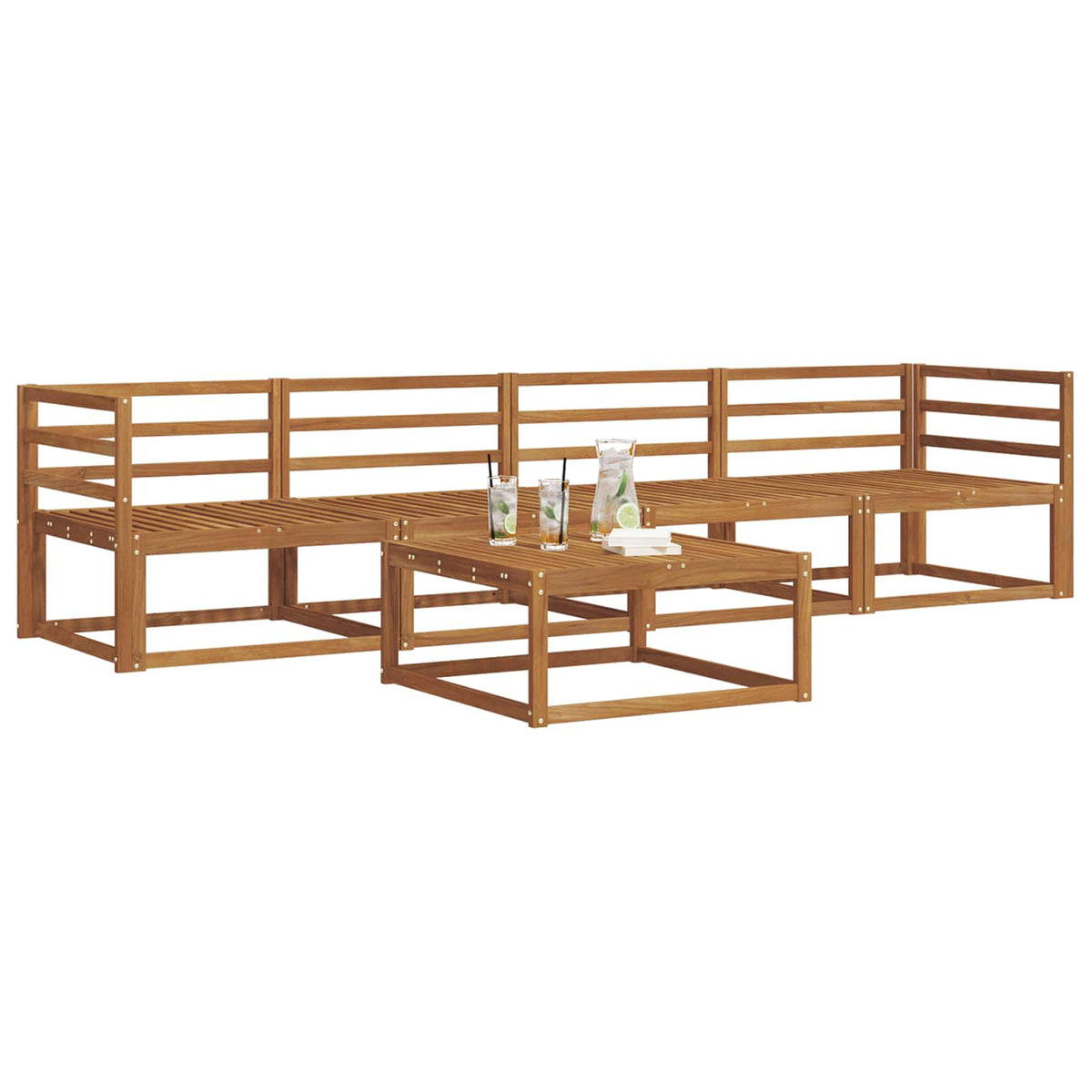 vidaXL Outdoor Sofa Set 5 pcs Natural Solid Acacia Wood 3
