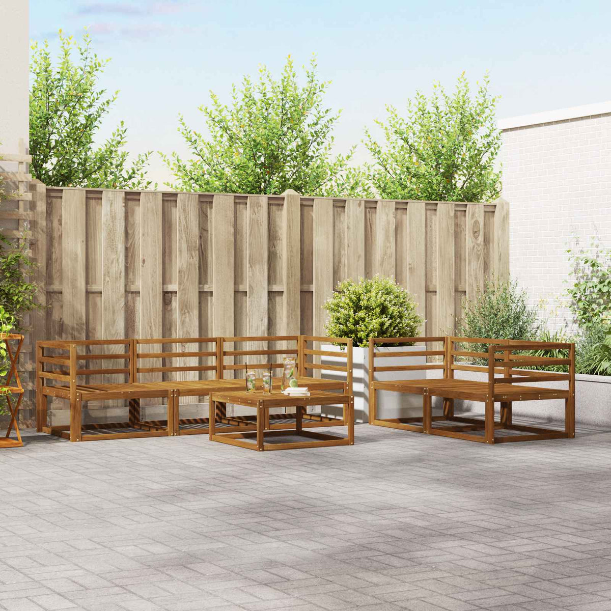 vidaXL Outdoor Sofa Set 6 pcs Natural Solid Acacia Wood 1