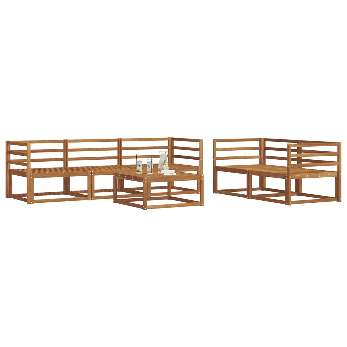 vidaXL Outdoor Sofa Set 6 pcs Natural Solid Acacia Wood 3