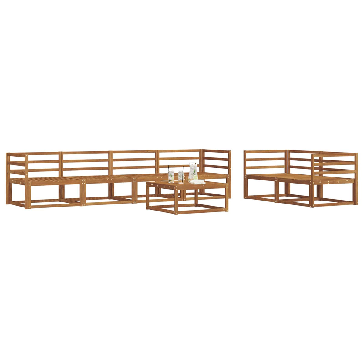 vidaXL Outdoor Sofa Set 7 pcs Natural Solid Acacia Wood 3