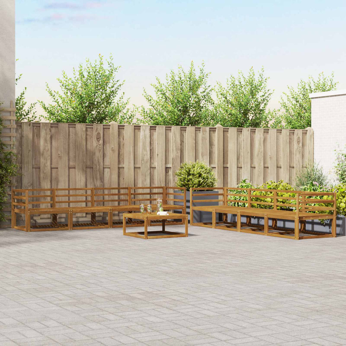 vidaXL Outdoor Sofa Set 9 pcs Natural Solid Acacia Wood 1