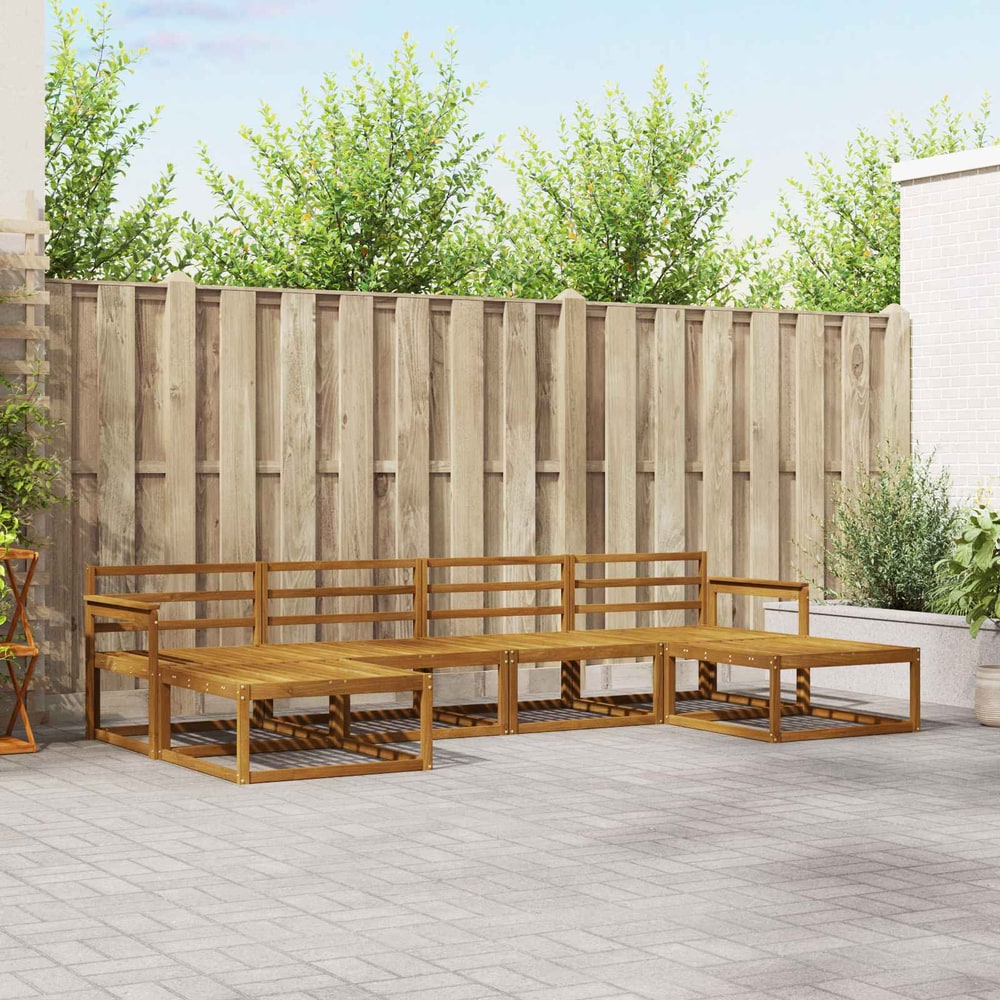 Outdoor Sofa Set 6 pcs 6-Seaters Natural Solid Acacia Wood Open frame