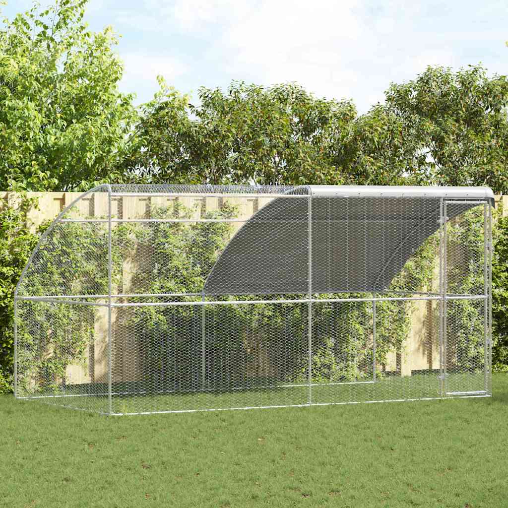 Chicken Cage with 3 pcs Silver 600x200x200cm 400 x 200 x 198.5 cm 1 door