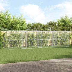 Dog Kennel 3 pcs Silver 6 x 2 x 2 m Galvanised steel 800 cm with 4 doors