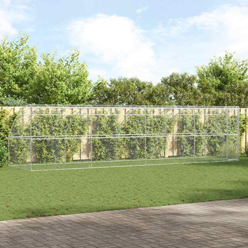 Dog Kennel 3 pcs Silver 6 x 2 x 2 m Galvanised steel 800 cm with 1 door