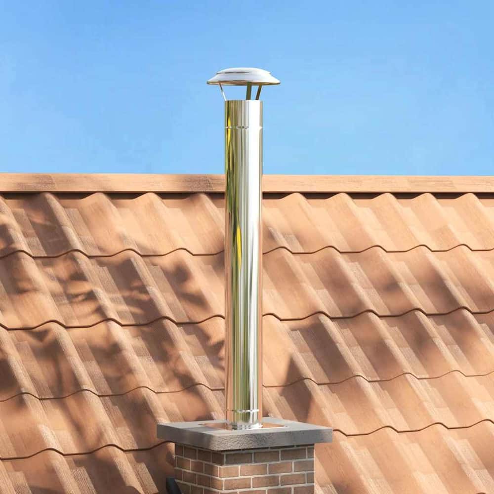 Chimney Extension Silver 25 x 25 x 132 cm Stainless steel Ø 13 cm