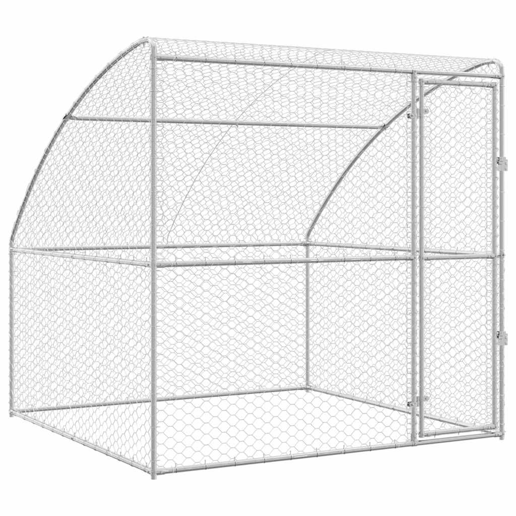 Dog Kennel 3 pcs Silver 6 x 2 x 2 m Galvanised steel 200 cm with 1 door