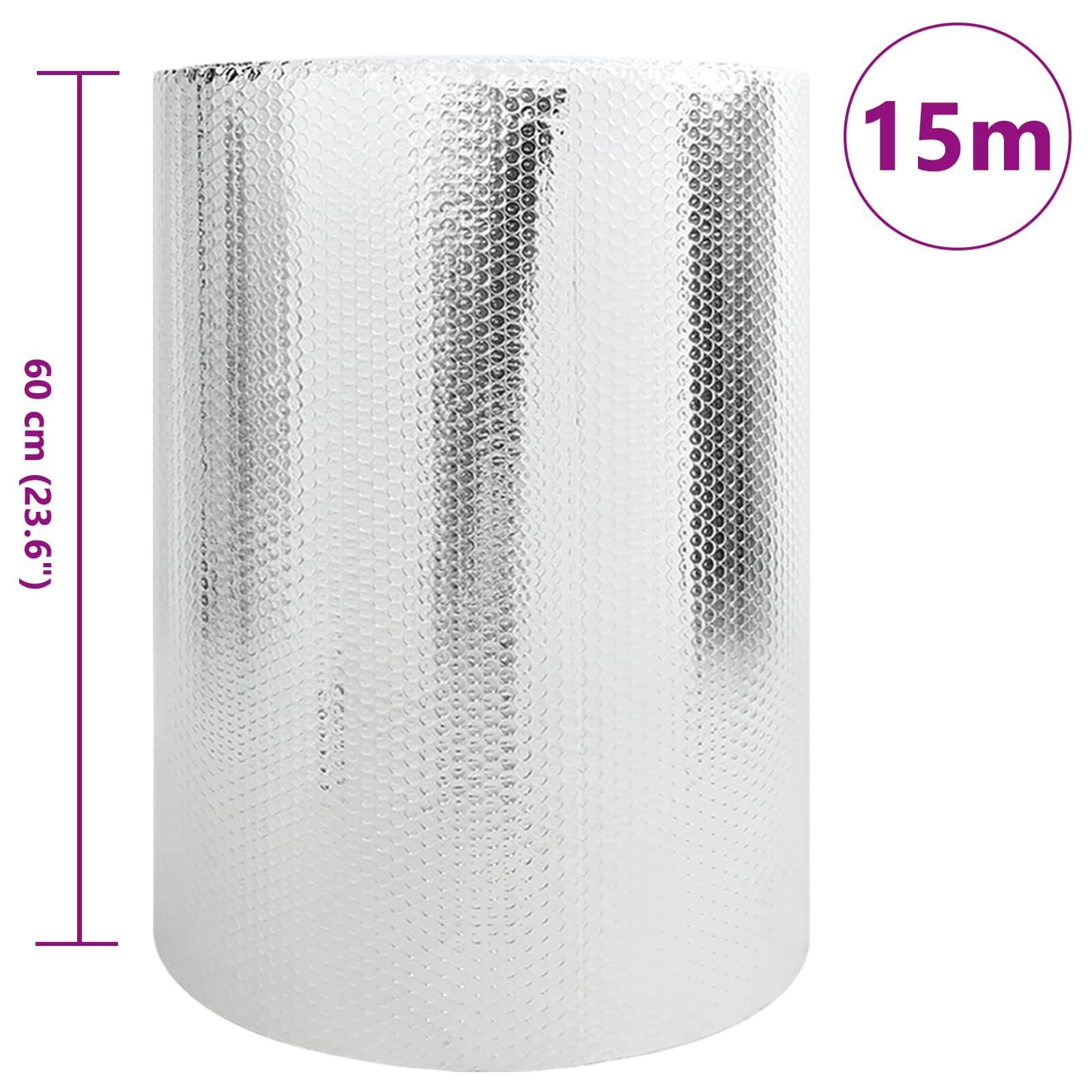 vidaXL Radiator Heat Reflector Silver 15 x 0.6 m Polyethylene 2
