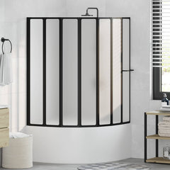 Shower Screen Folding 168 x 140 cm Aluminium Black Water drop