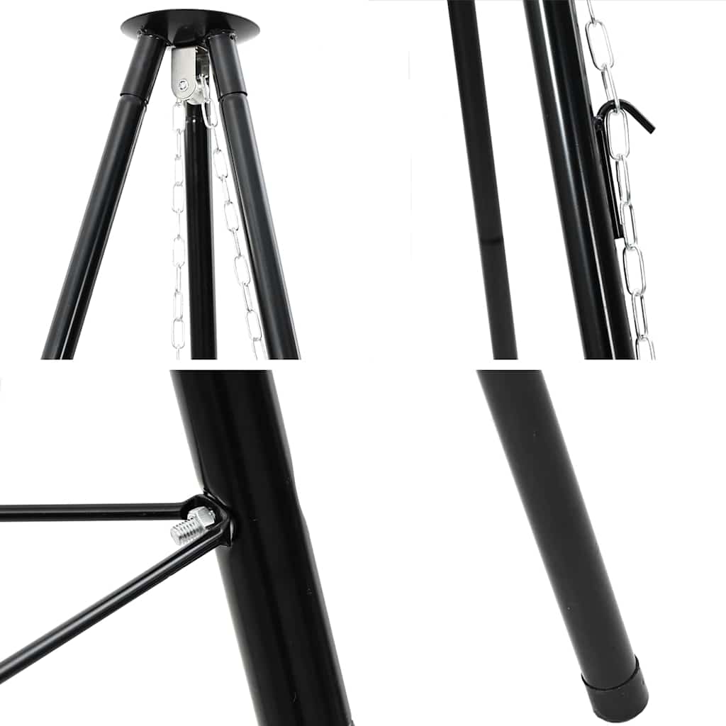 vidaXL Campfire Tripod Black 92 x 92 x 151.5 cm Steel 6