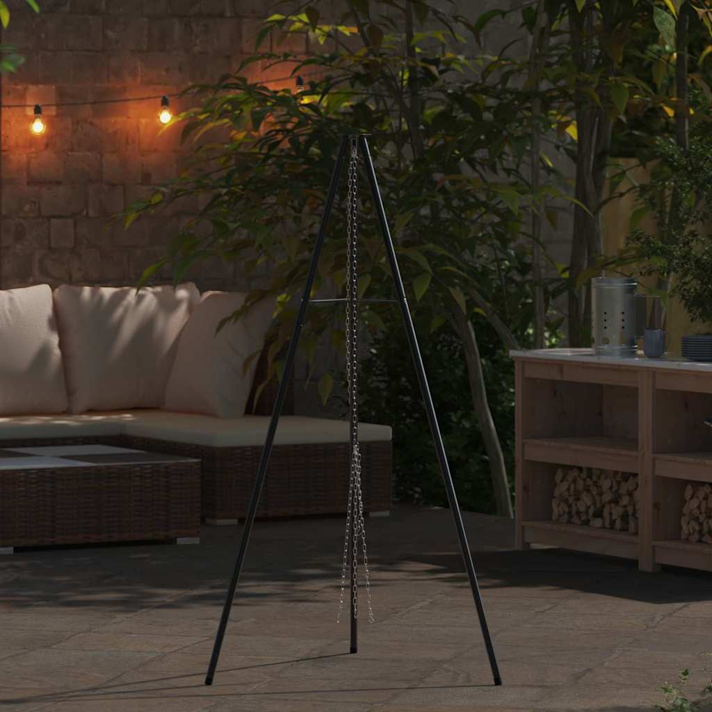 vidaXL Campfire Tripod Black 92 x 92 x 151.5 cm Steel 3