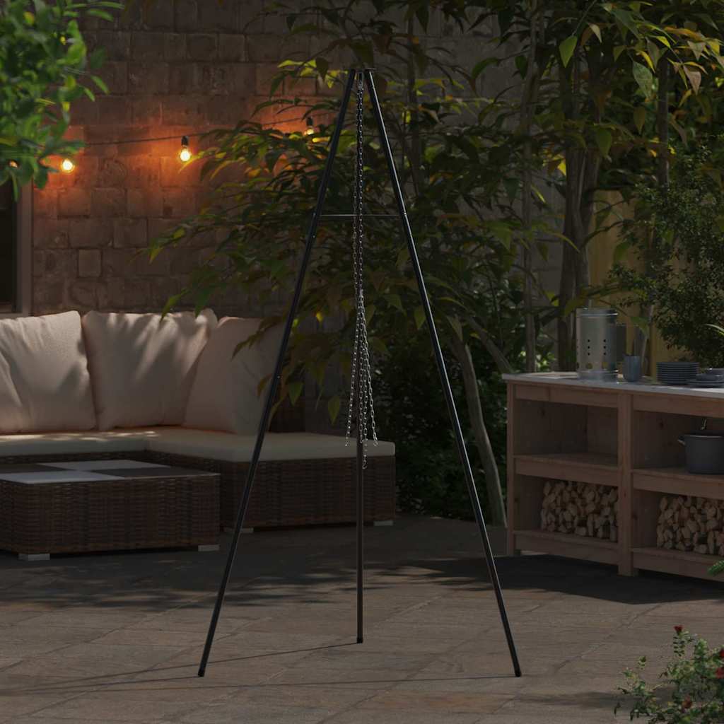 vidaXL Campfire Tripod Black 92 x 92 x 191.5 cm Steel 3