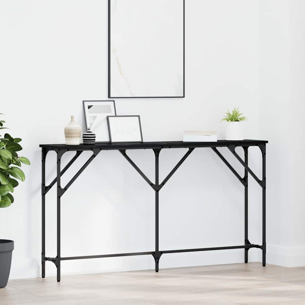 vidaXL Console Table Black oak 140 x 23 x 75 cm 1