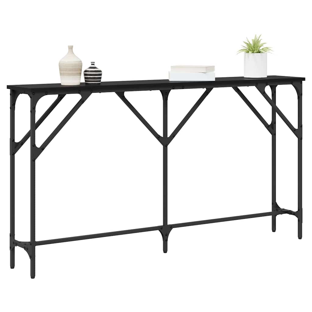 vidaXL Console Table Black oak 140 x 23 x 75 cm 3