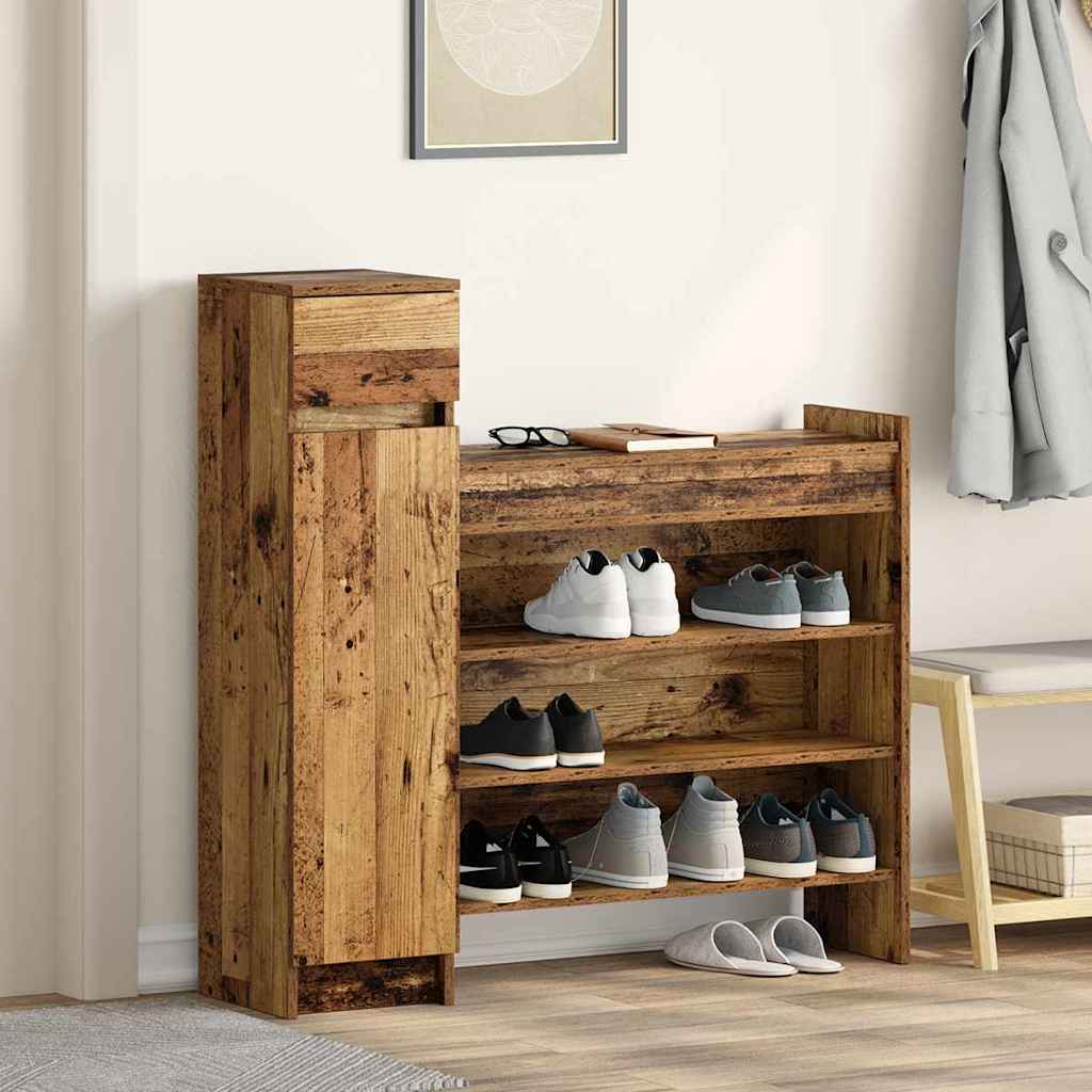 vidaXL Shoe Cabinet 100.5 x 28 x 100 cm Engineered Wood Old Wood 1