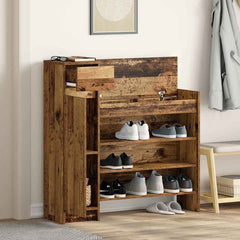 vidaXL Shoe Cabinet 100.5 x 28 x 100 cm Engineered Wood Old Wood 4