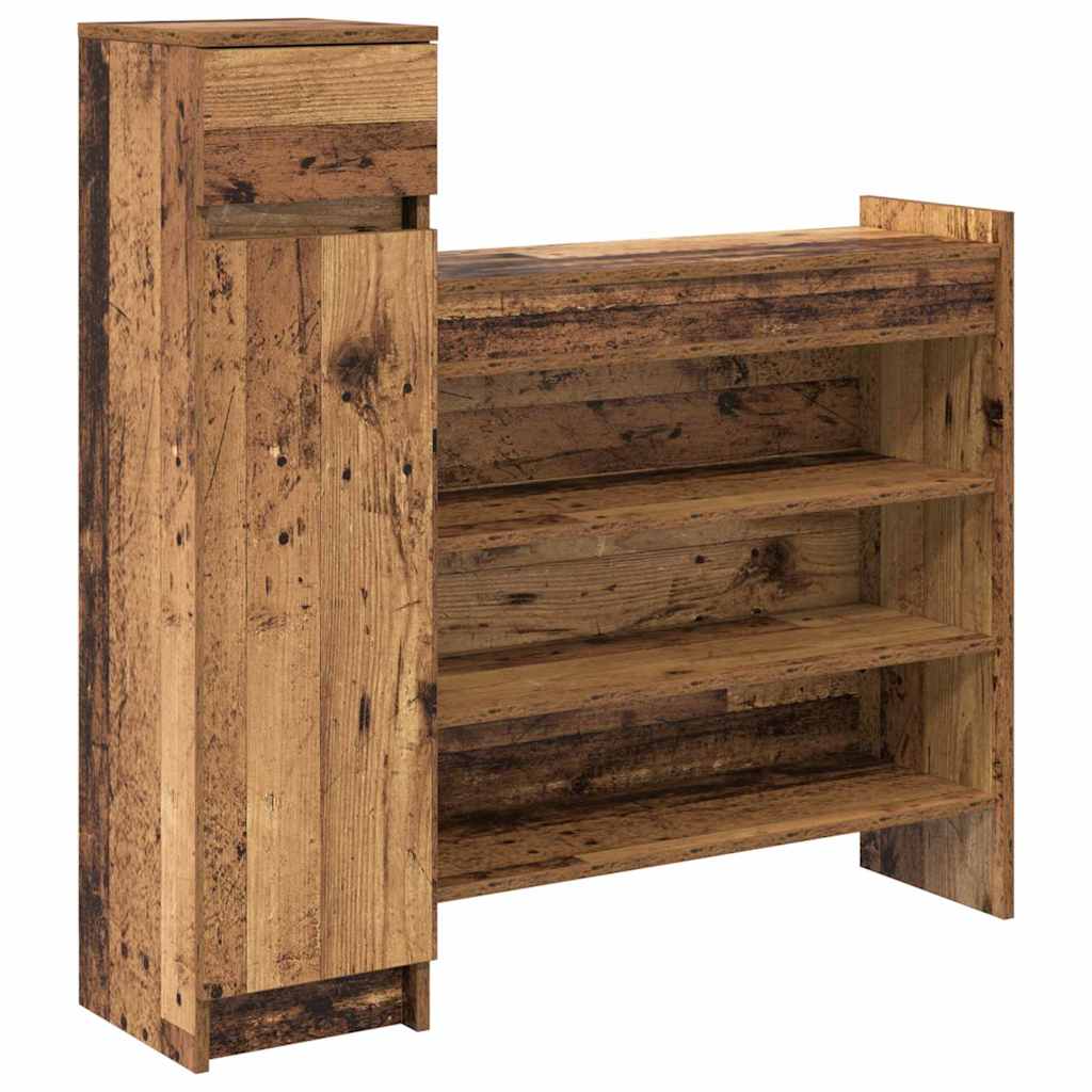 vidaXL Shoe Cabinet 100.5 x 28 x 100 cm Engineered Wood Old Wood 2