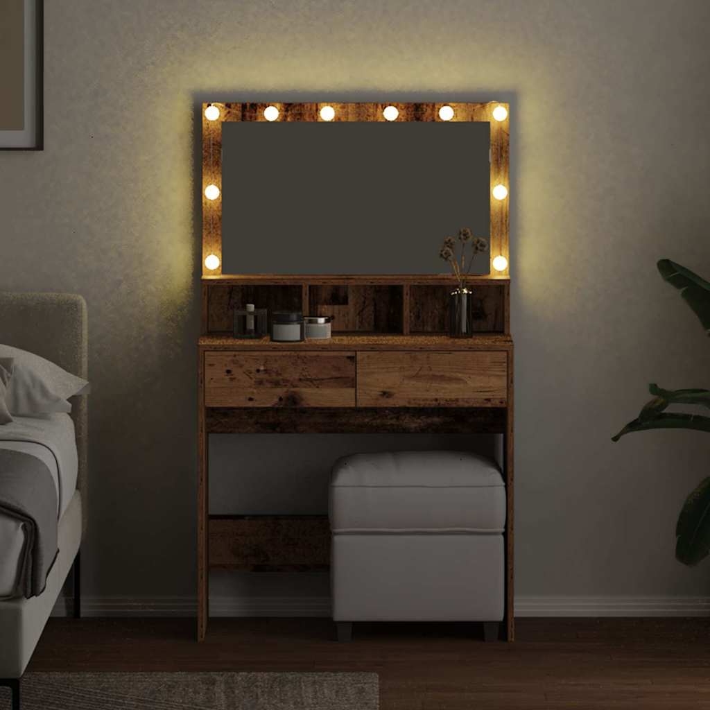 vidaXL Dressing Table Old Wood 80 x 41 x 134.5 cm Engineered Wood 4