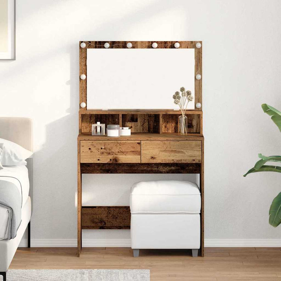 vidaXL Dressing Table Old Wood 80 x 41 x 134.5 cm Engineered Wood 1