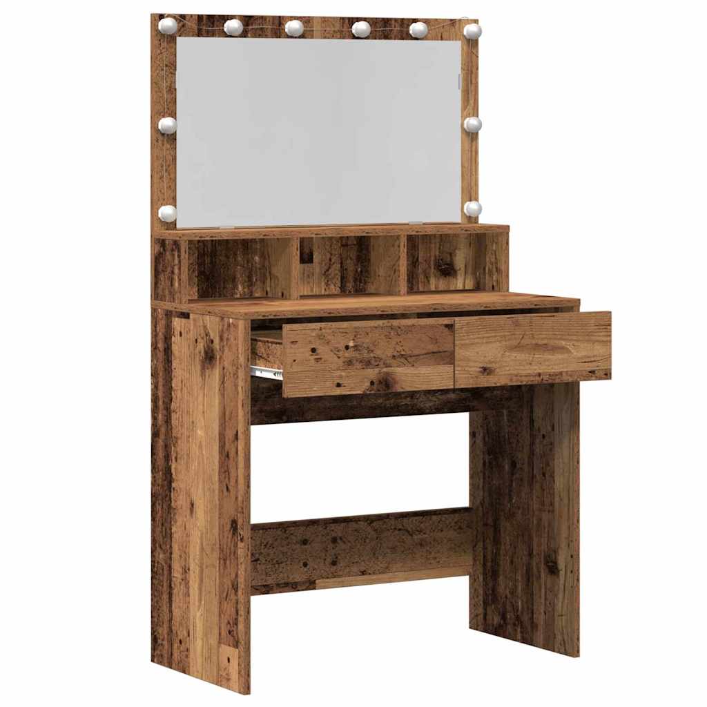 vidaXL Dressing Table Old Wood 80 x 41 x 134.5 cm Engineered Wood 6