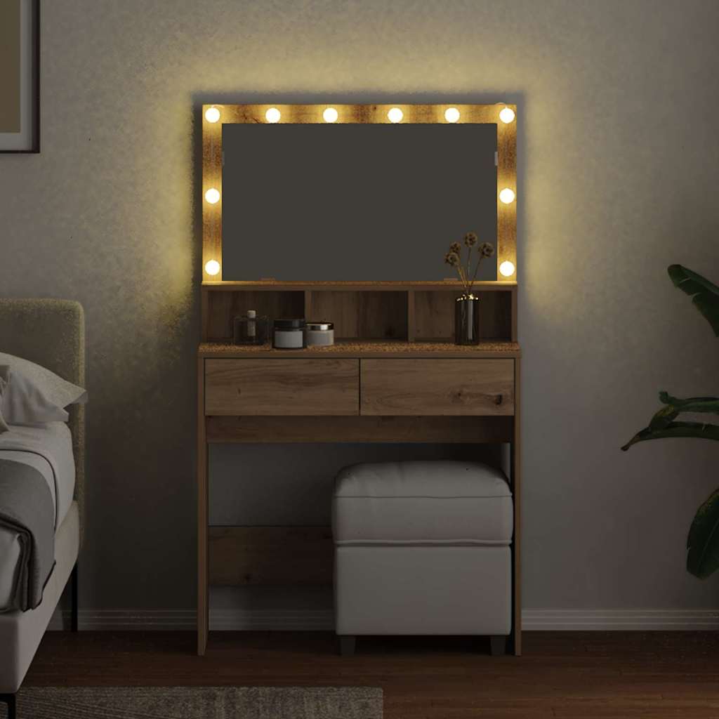 vidaXL Dressing Table Artisan Oak 80 x 41 x 134.5 cm Engineered Wood 4