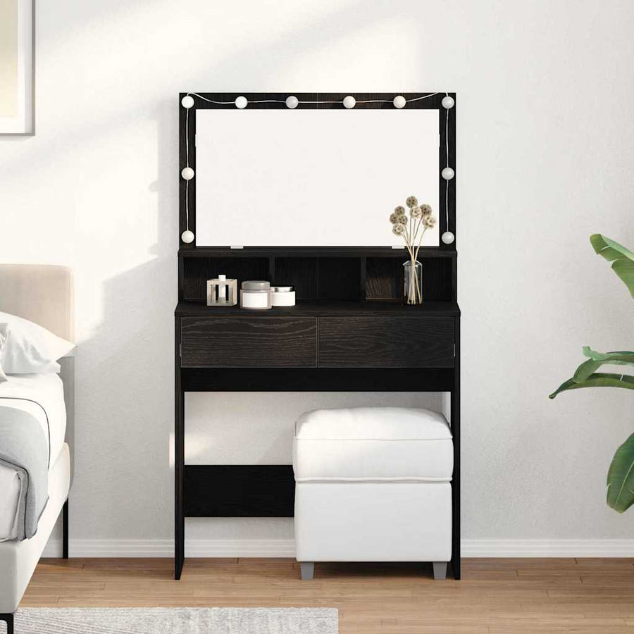 vidaXL Dressing Table Black Oak 80 x 41 x 134.5 cm Engineered Wood 1