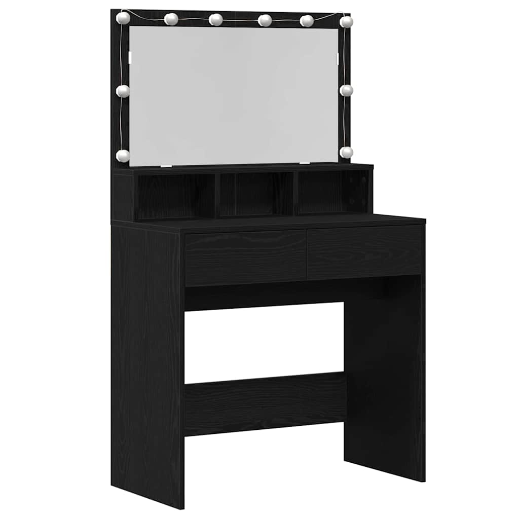 vidaXL Dressing Table Black Oak 80 x 41 x 134.5 cm Engineered Wood 2