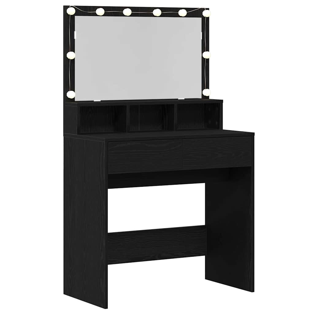 vidaXL Dressing Table Black Oak 80 x 41 x 134.5 cm Engineered Wood 5