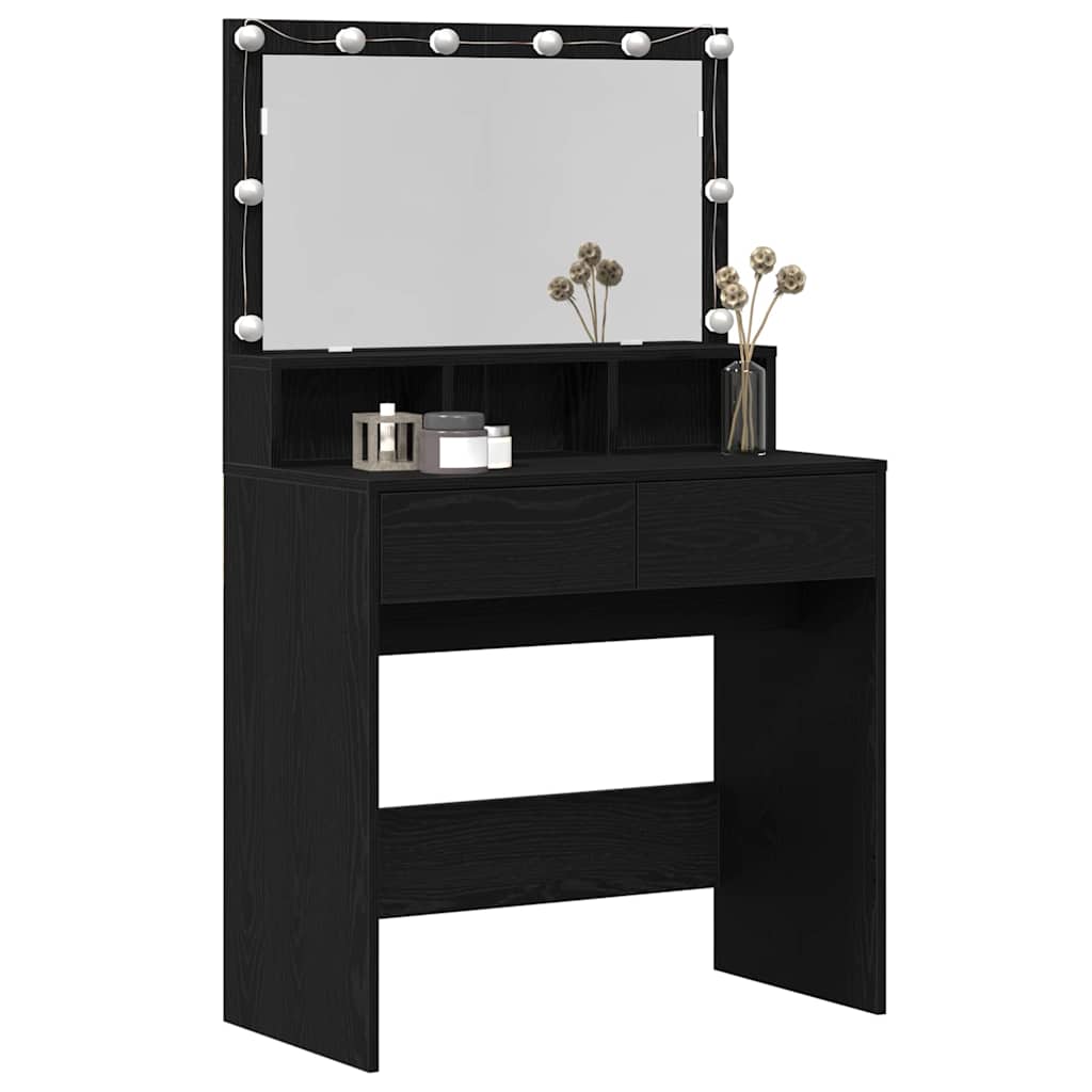 vidaXL Dressing Table Black Oak 80 x 41 x 134.5 cm Engineered Wood 3