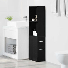 vidaXL Narrow Bathroom Cupboard with Wheels Engineered Wood
