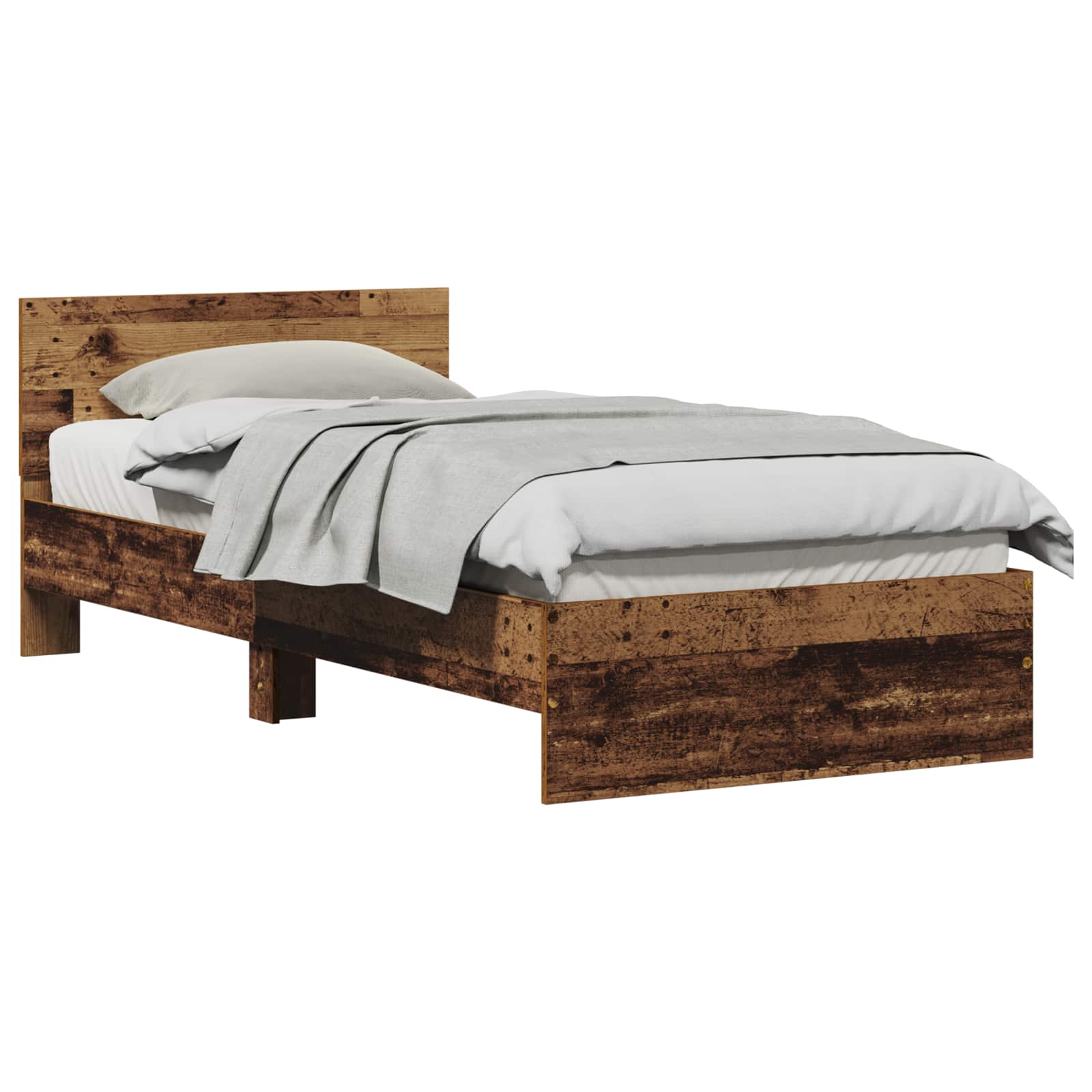 vidaXL Bed Frame with Headboard Old Wood 75 x 190 cm Engineered wood 2