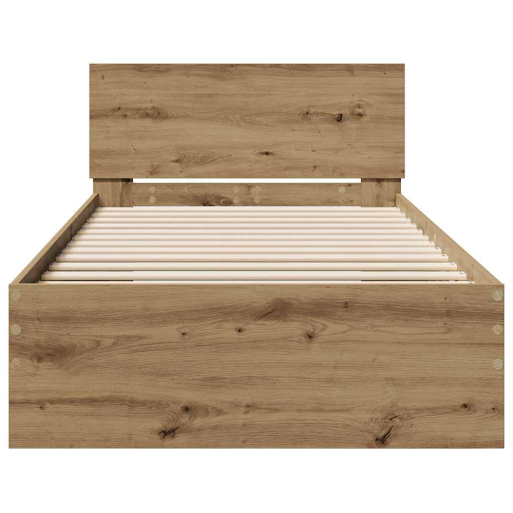 vidaXL Bed Frame with Headboard with Headboard Artisan Oak 75 x 190 cm 5