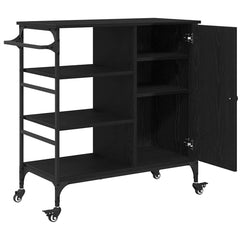 vidaXL Kitchen Trolley Black Oak 87.5 x 39 x 84.5 cm Engineered Wood 5