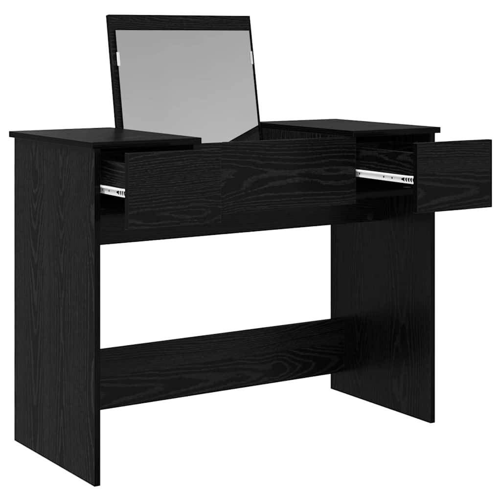 vidaXL Cosmetic Table with Drawer Black Oak 100 x 45 x76 cm 6