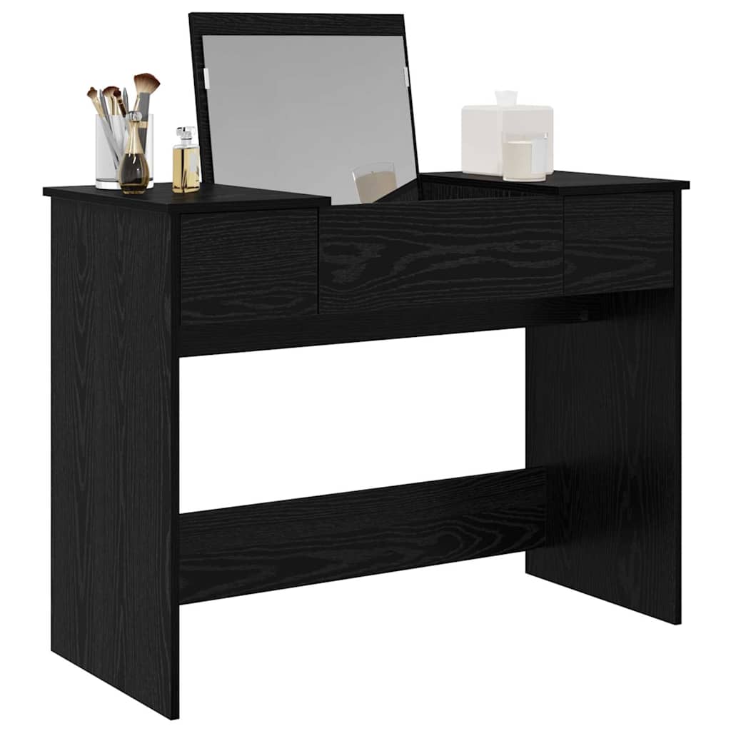 vidaXL Cosmetic Table with Drawer Black Oak 100 x 45 x76 cm 3