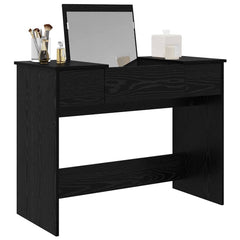 vidaXL Cosmetic Table with Drawer Black Oak 100 x 45 x76 cm 3