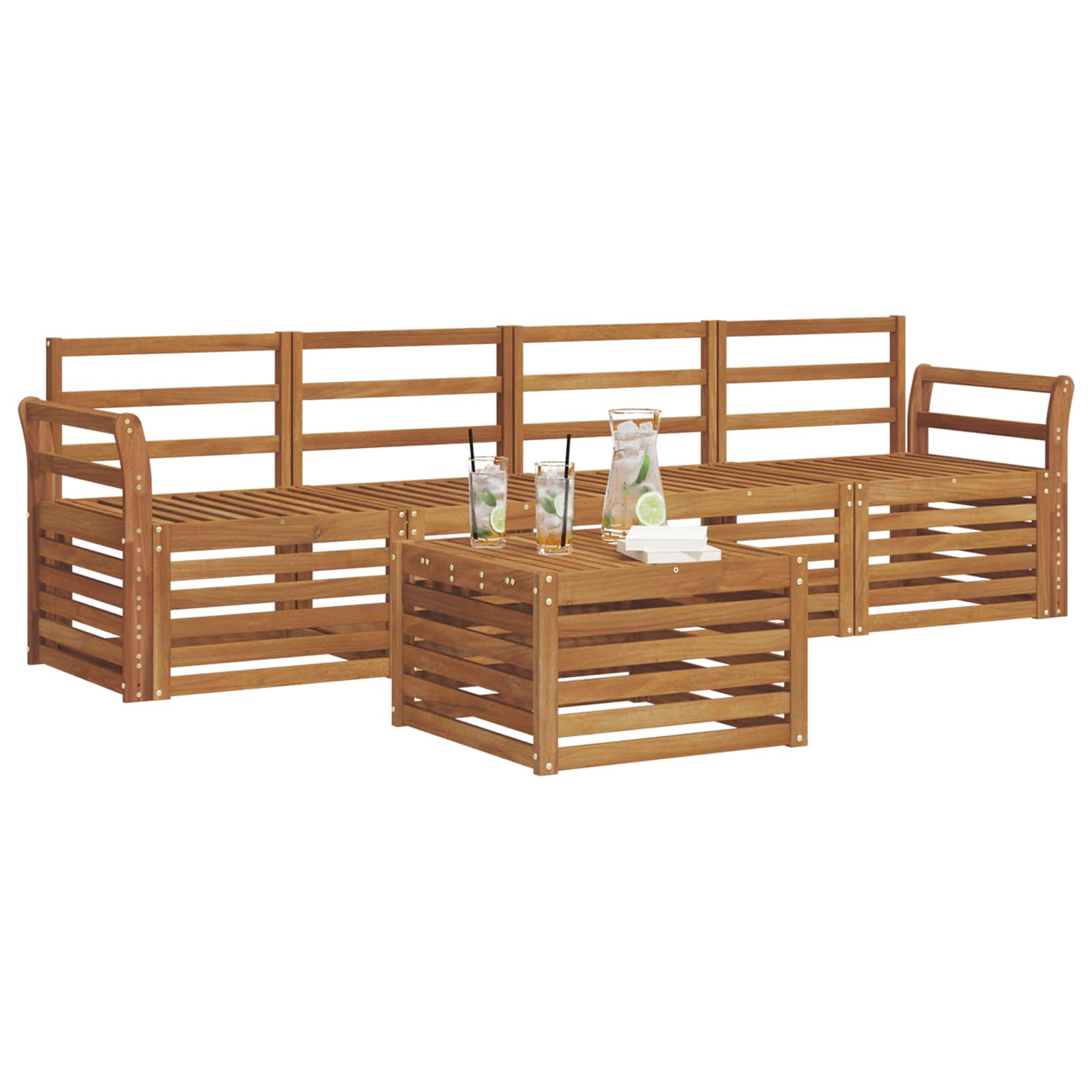 vidaXL Sofa Sets Natural Solid Acacia Wood 3