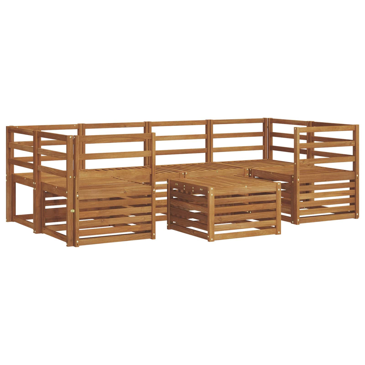 Outdoor Sofa Set 7 pcs 6-Seaters Solid Acacia Wood Natural Horizontal slats