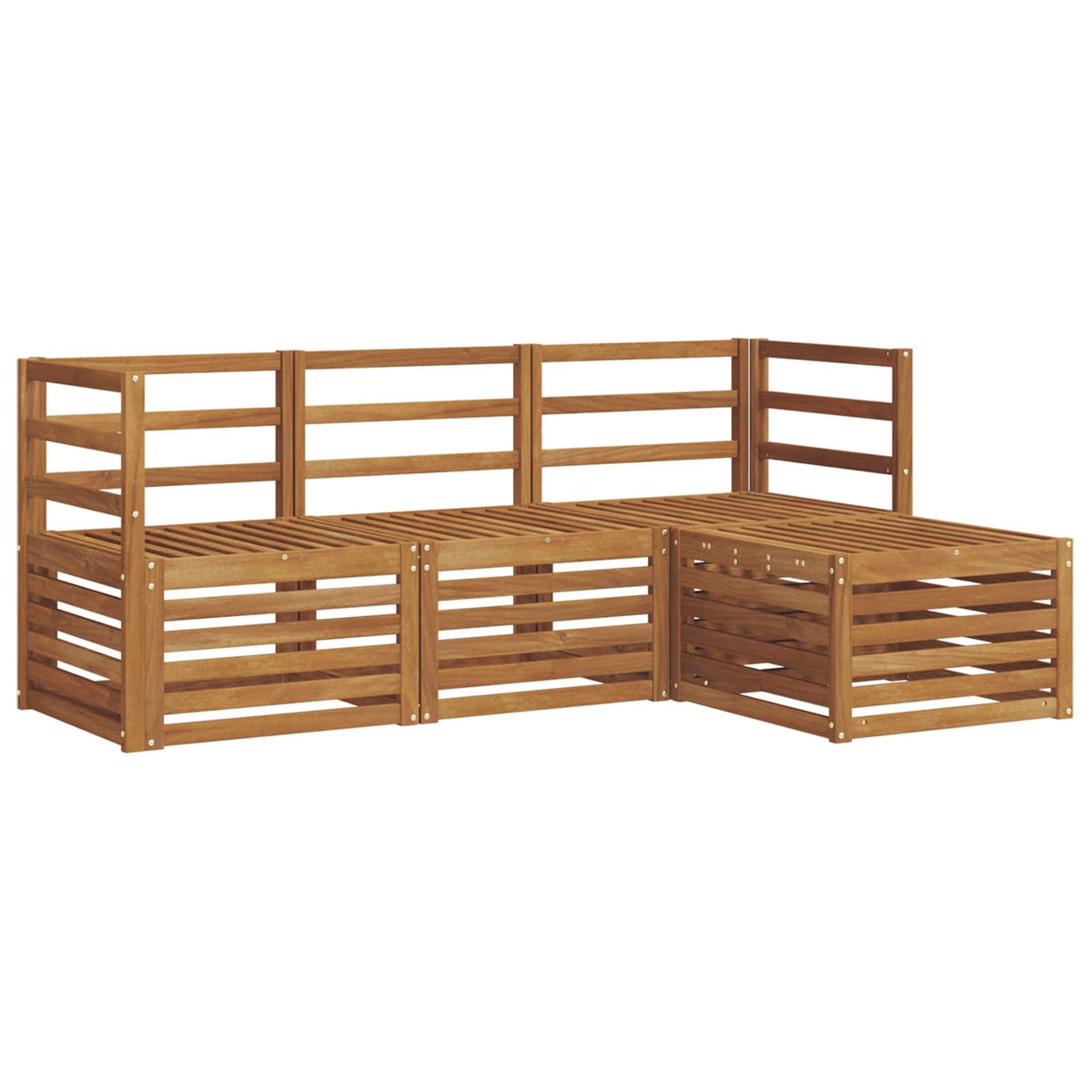 Outdoor Sofa Set 4 pcs Natural Horizontal slats