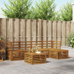 Outdoor Sofa Set 6 pcs 5-Seaters Solid Acacia Wood Natural Horizontal slats