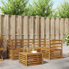 Outdoor Sofa Set 5 pcs Polyester Natural Horizontal slats