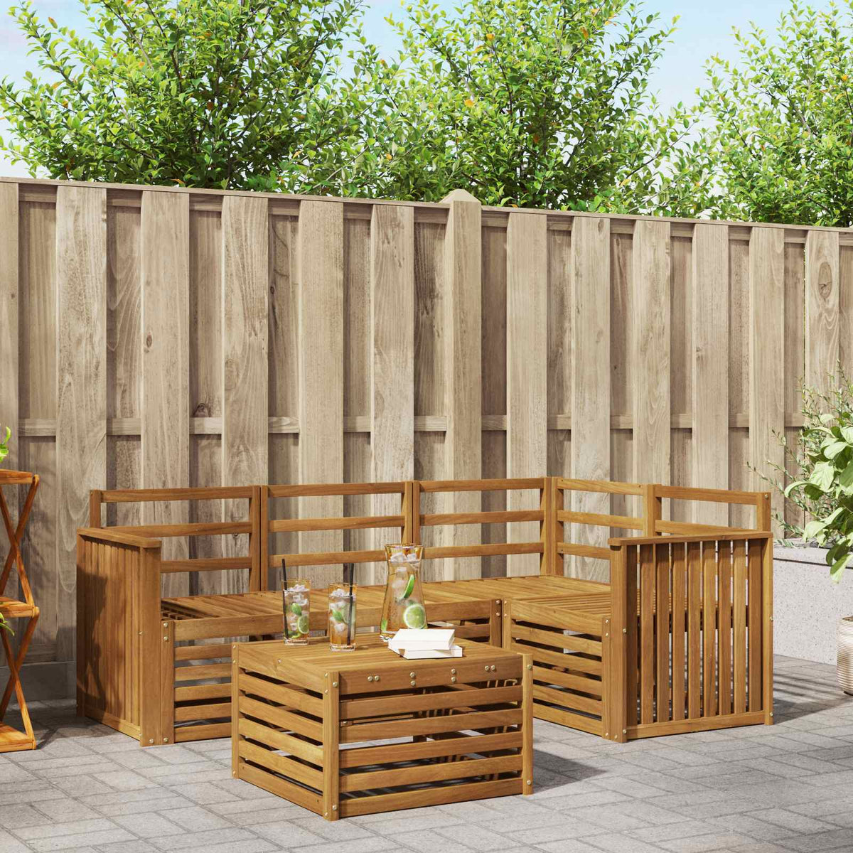 Outdoor Sofa Set 5 pcs Polyester Natural Track
