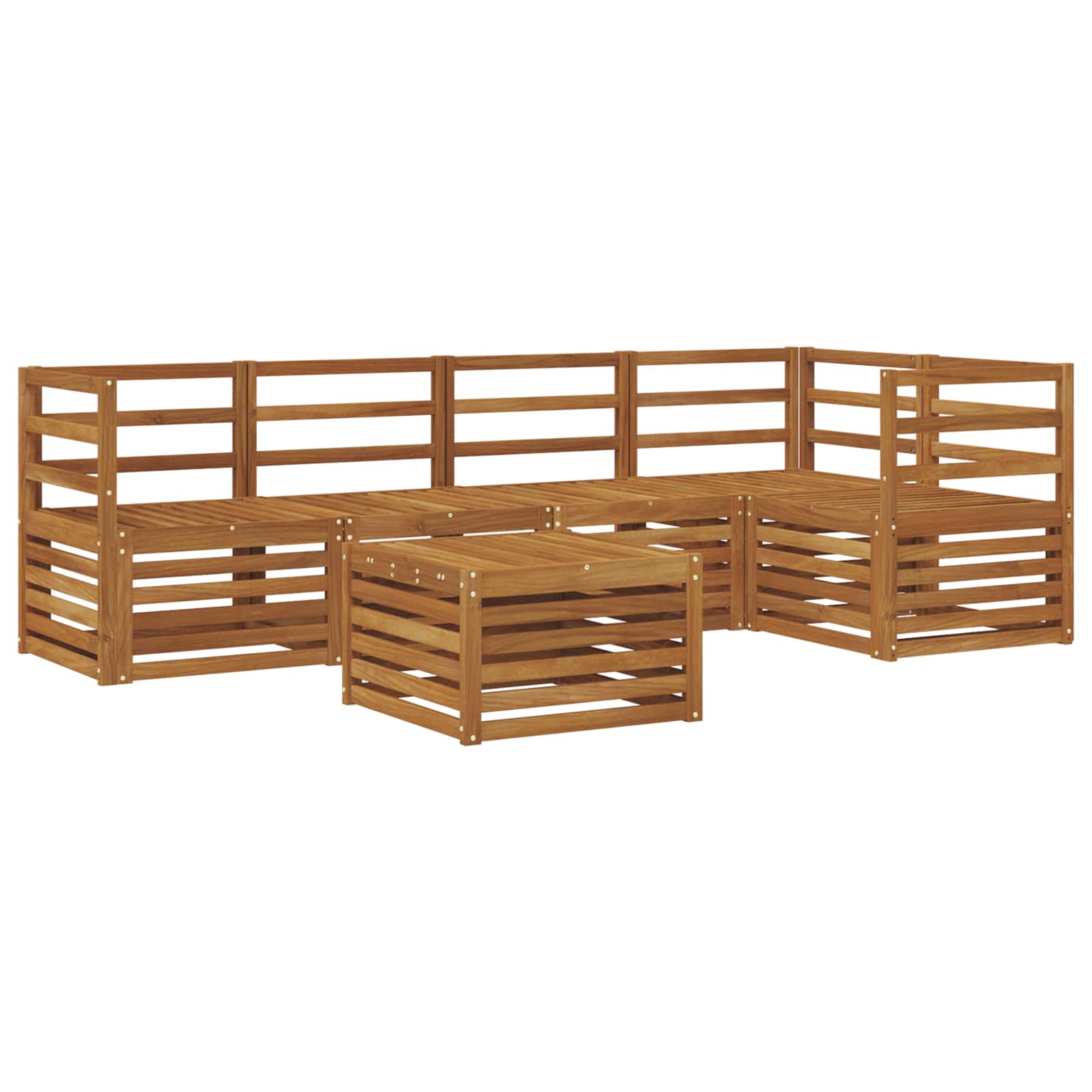 vidaXL Sectional Sofa Set 6 pcs Natural Solid Acacia Wood 2