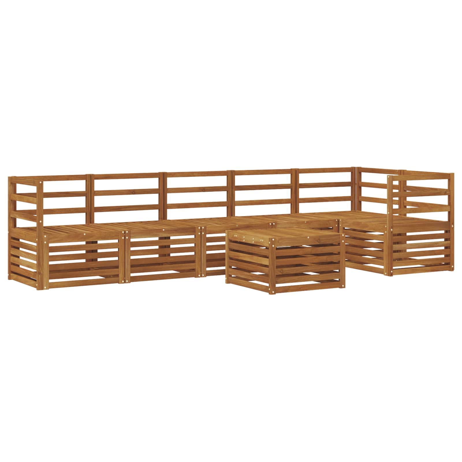 vidaXL Sectional Sofa Set 7 pcs Natural Solid Acacia Wood 2