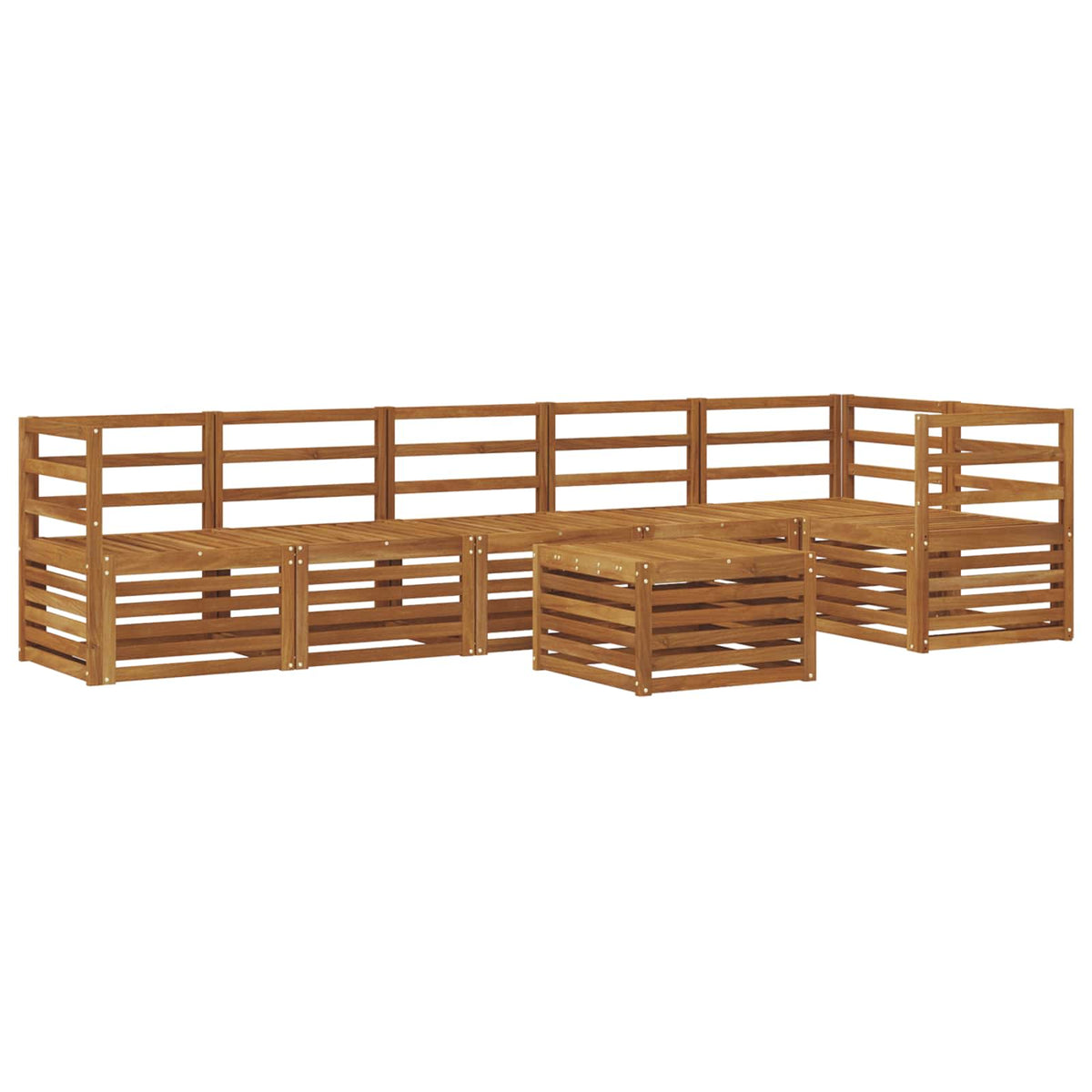 vidaXL Sectional Sofa Set 7 pcs Natural Solid Acacia Wood 2