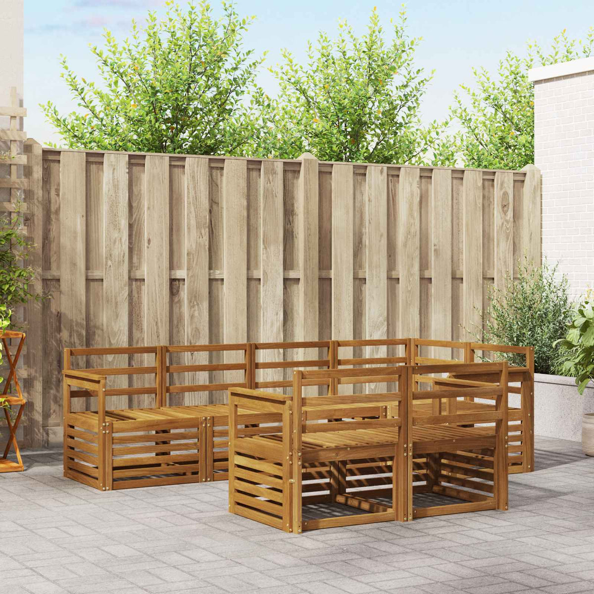 vidaXL Outdoor Sofa Set 7 pcs Polyester Natural